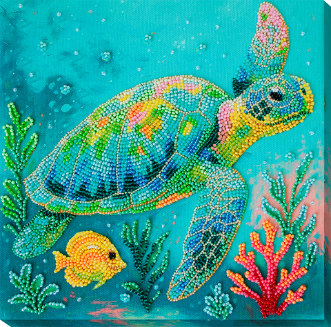 Karoliukų siuvinėjimo rinkinys „Vandenynų keliautojas“, 21x21 cm paveikslas