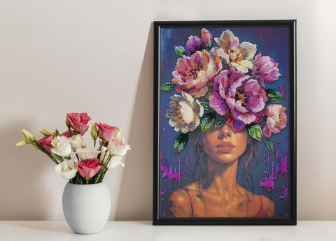 Karoliukų siuvinėjimo rinkinys „Žydinčios mintys“, 26x39 cm paveikslas AAB-958