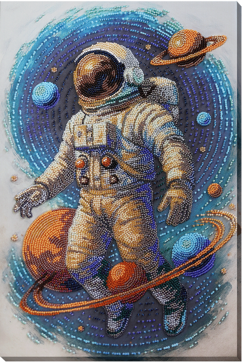Karoliukų siuvinėjimo komplektas „Kosminis keliautojas“ 26×39 cm, kodas AAB-962