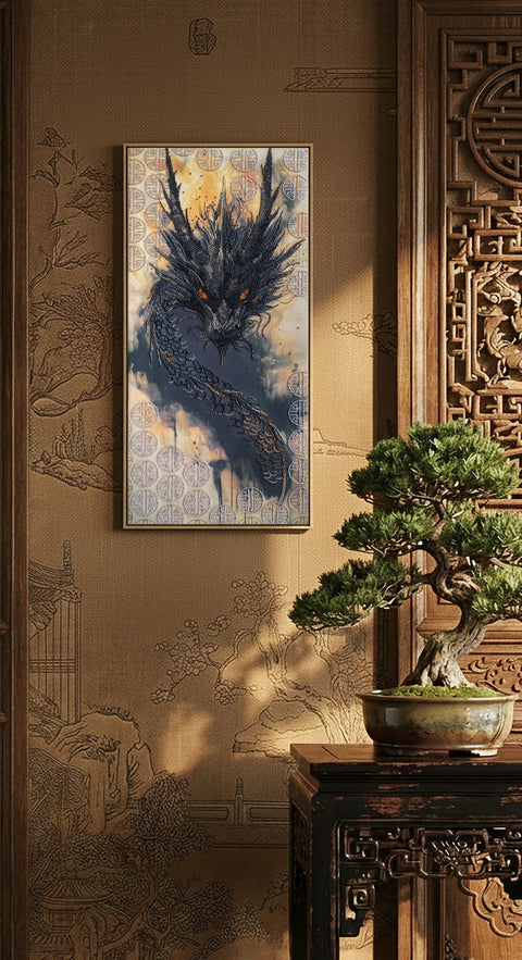 Karoliukų siuvinėjimo rinkinys „Prabudusi legenda“ – 30x60 cm vertikalus gyvūnų motyvo paveikslas