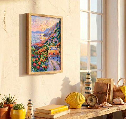 Karoliukų siuvinėjimo rinkinys „Saulėlydis virš jūros“ 23x34 cm AAB-968