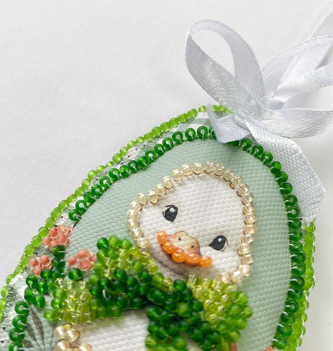 Velykų rankdarbių ir dekoravimo rinkinys „Velykų svečiai“ su karoliukais, 15×5 cm