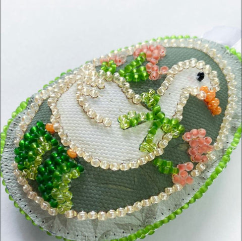 Velykų rankdarbių ir dekoravimo rinkinys „Velykų svečiai“ su karoliukais, 15×5 cm