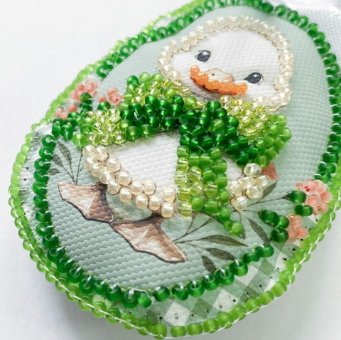 Velykų rankdarbių ir dekoravimo rinkinys „Velykų svečiai“ su karoliukais, 15×5 cm