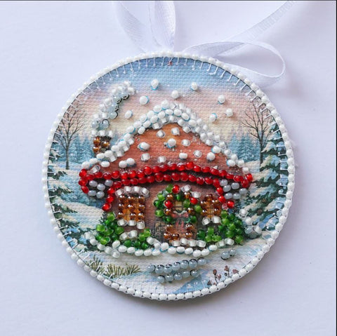 Miško pasaulio kalėdinis karoliukų siuvinėjimo dekoracijų rinkinys 13,2 × 6,6 cm