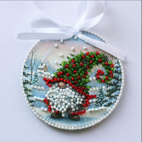 Miško pasaulio kalėdinis karoliukų siuvinėjimo dekoracijų rinkinys 13,2 × 6,6 cm