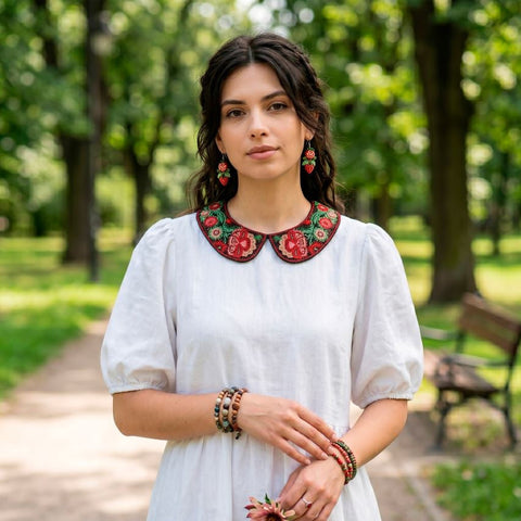 Siuvinėjimo karoliukais rinkinys apykaklei „Etno kodas“ 25 x 27 cm