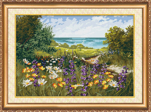 Siuvinėjimo kryželiu rinkinys „Vejos peizažas“ 48×30 cm, modelis AAH-007