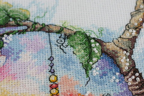 Siuvinėjimo kryželiu rinkinys „Saulėtas rojus“ – 25x25 cm dekoratyvinis paveikslas