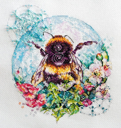 Siuvinėjimo kryželiu komplektas „Karamelinis voratinklis“, 19x22 cm paveikslas rankdarbiams