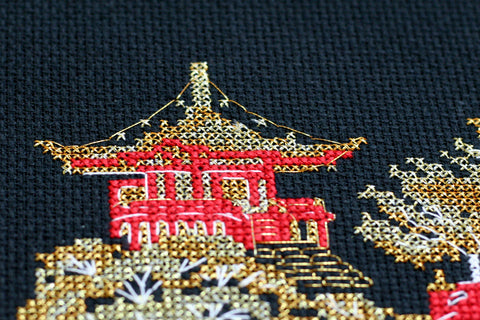 Siuvinėjimo kryželiu komplektas „Japonijos peizažas“ 15x10 cm, AAH-097