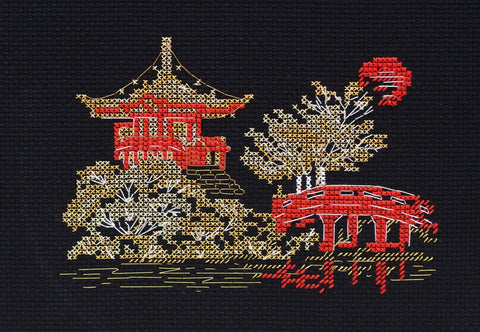 Siuvinėjimo kryželiu komplektas „Japonijos peizažas“ 15x10 cm, AAH-097