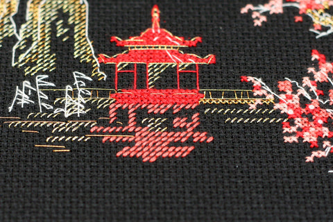 Kryželiu siuvinėjimo rinkinys „Japonija 2“ 15x10 cm, AAH-098 dekoratyvinei namų puošybai
