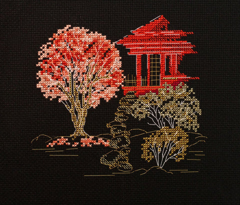 Siuvinėjimo kryželiu komplektas „Japonija 3“ 15x14 cm (AAH-099)