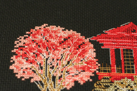 Siuvinėjimo kryželiu komplektas „Japonija 3“ 15x14 cm (AAH-099)
