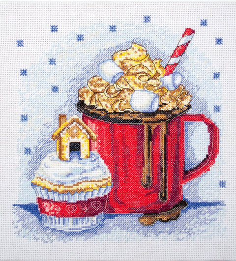 Kalėdinis kryželiu siuvinėjimo rinkinys „Žiemos pasaka“ dekorui, 21x22 cm