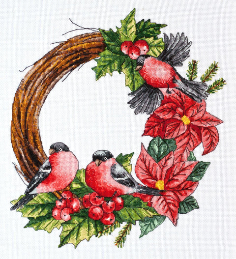 Siuvinėjimo rinkinys „Žiemos pasaka“ – kalėdinis vainikas, 25x27 cm