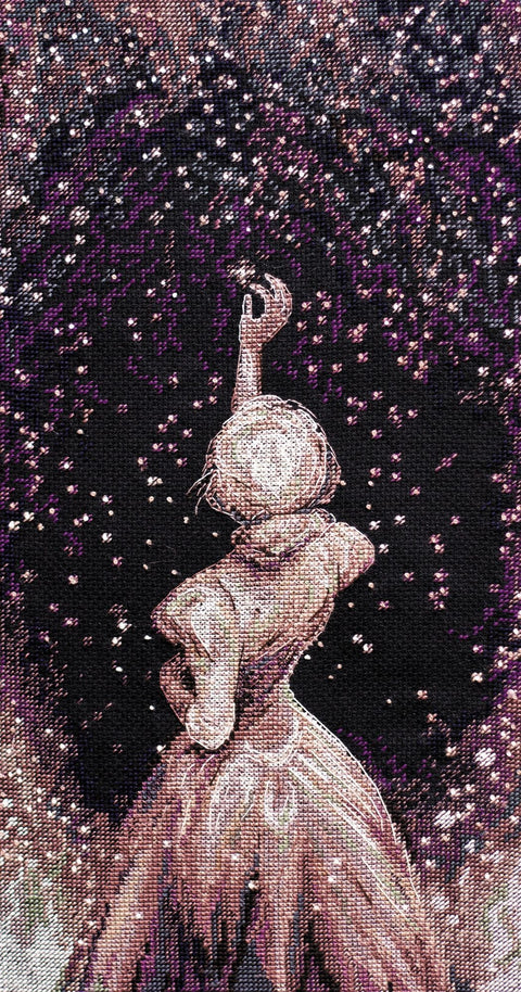 Siuvinėjimo kryželiu rinkinys „Norų žvaigždė“ ant juodos 14 ct drobės, 20x38 cm