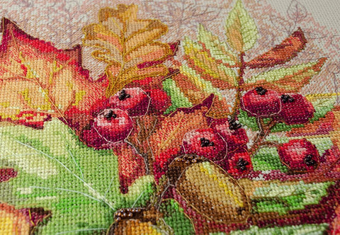 Siuvinėjimo kryželiu komplektas „Rudens akimirka“ 31 x 32,5 cm, AAH-185 rankdarbių rinkinys