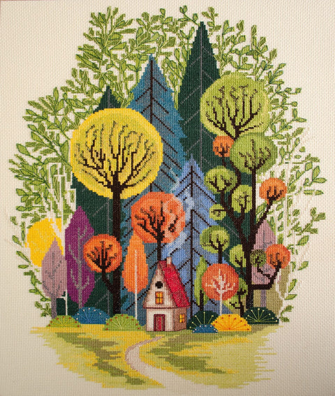 Siuvinėjimo kryželiu rinkinys „Jaukus miškas“ 32x41 cm, AAH-204