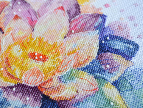 Siuvinėjimo kryželiu rinkinys „Švytintis lotosas“ Deco Scenes, 24x24 cm dekoratyvinei puošybai