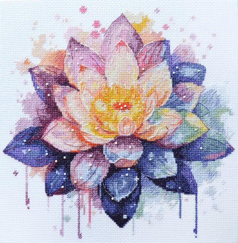 Siuvinėjimo kryželiu rinkinys „Švytintis lotosas“ Deco Scenes, 24x24 cm dekoratyvinei puošybai
