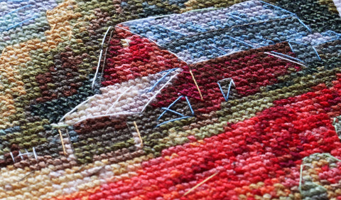 Siuvinėjimo kryželiu komplektas „Aguonų saulėlydis“ 30x19 cm
