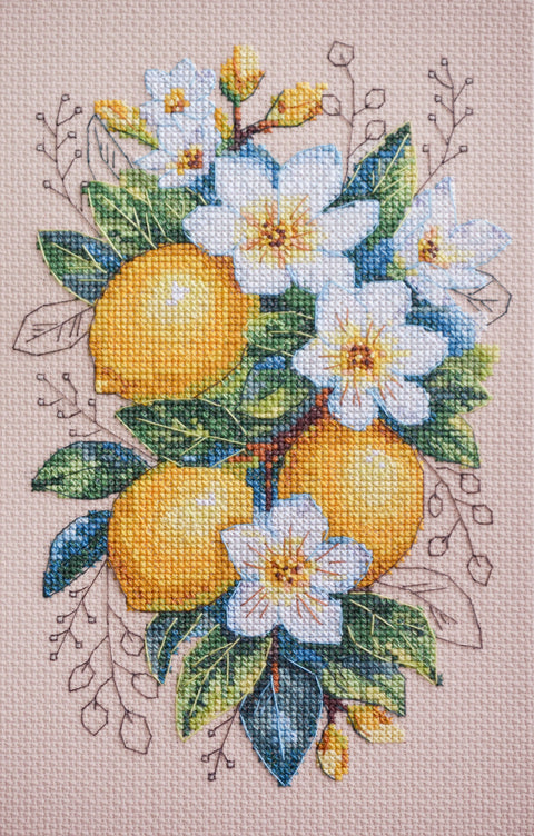 Siuvinėjimo kryželiu rinkinys „Citrininė nuotaika“ 14×21 cm, schema AAH-246