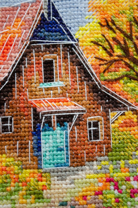 Siuvinėjimo kryželiu rinkinys „Rudens vėjo melodija“, 23×21 cm dekoratyvus paveikslas