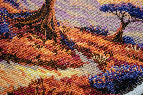 Siuvinėjimo kryželiu komplektas „Savanos peizažas“, 23×22 cm, kodas AAH-257