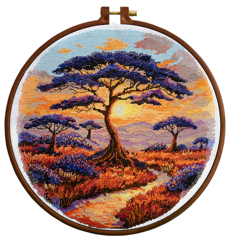 Siuvinėjimo kryželiu komplektas „Savanos peizažas“, 23×22 cm, kodas AAH-257