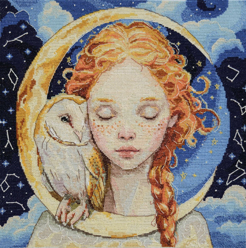 Kryželiu siuvinėjimo rinkinys „Mėnulio dukra“ paveikslui 25x24 cm, kodas AAH-271