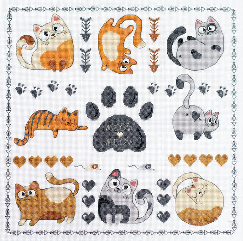 Siuvinėjimo kryželiu rinkinys „Meow-Meow“ katė, 35x35 cm, AAH-281
