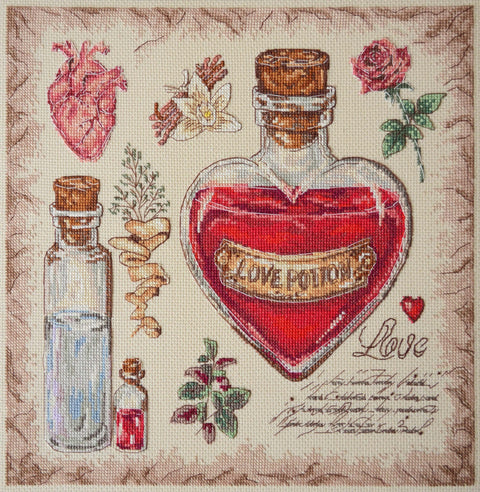 Skaičiuojamo kryželių siuvinėjimo rinkinys „Meilės receptas“ 30x30 cm (AAH-283)