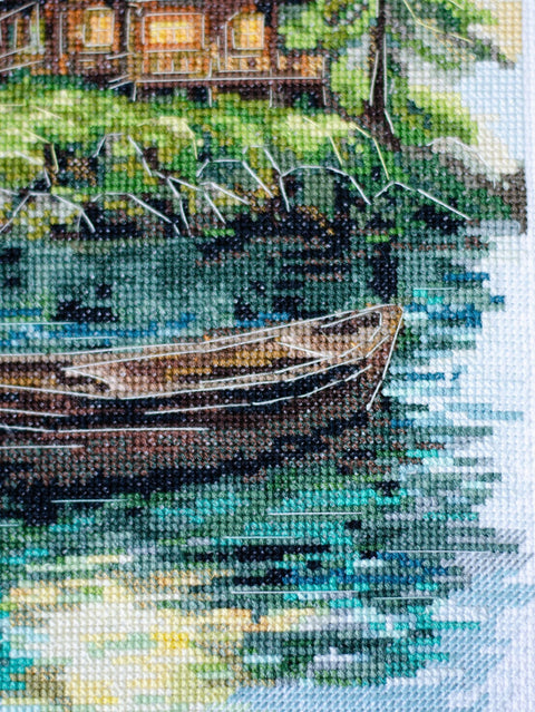 Kryželiu siuvinėjimo rinkinys „Tyla miške“ 20×35 cm, AAH-286 dekoratyvus paveikslas