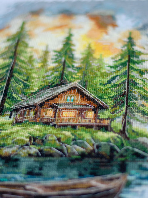 Kryželiu siuvinėjimo rinkinys „Tyla miške“ 20×35 cm, AAH-286 dekoratyvus paveikslas
