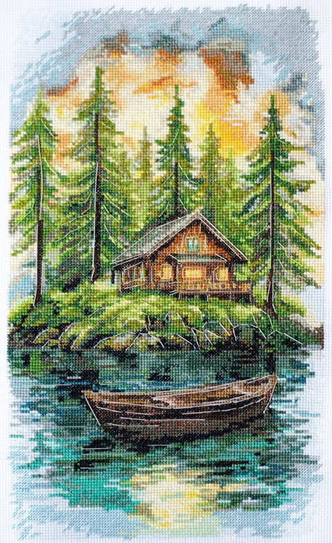 Kryželiu siuvinėjimo rinkinys „Tyla miške“ 20×35 cm, AAH-286 dekoratyvus paveikslas