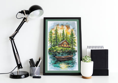 Kryželiu siuvinėjimo rinkinys „Tyla miške“ 20×35 cm, AAH-286 dekoratyvus paveikslas