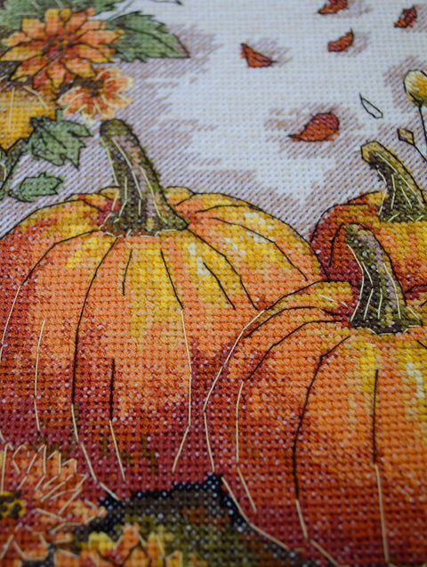 Siuvinėjimo kryželiu komplektas „Rudens sodas“, 16×24 cm, AAH-289 rankdarbių rinkinys