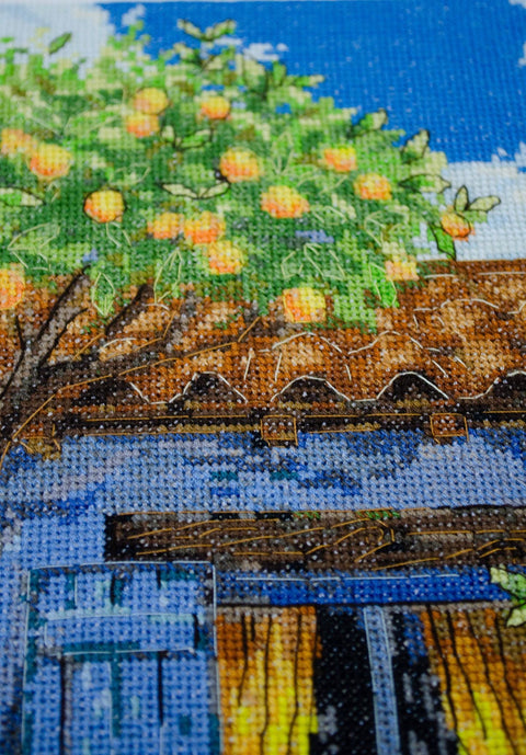 Kryželiu siuvinėjimo komplektas „Viduržemio svaja“ 18×34 cm, AAH-291