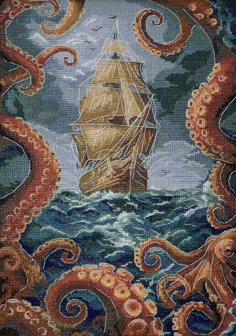 Siuvinėjimo kryželiu komplektas „Bedugnė“, 18x27 cm, AAH-292 rankdarbiams
