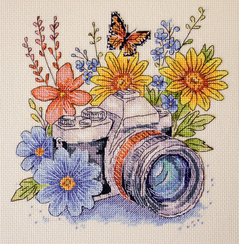 Siuvinėjimo kryželiu rinkinys „Pagauk akimirką“ dekoratyviniam paveikslėliui, 20x20 cm