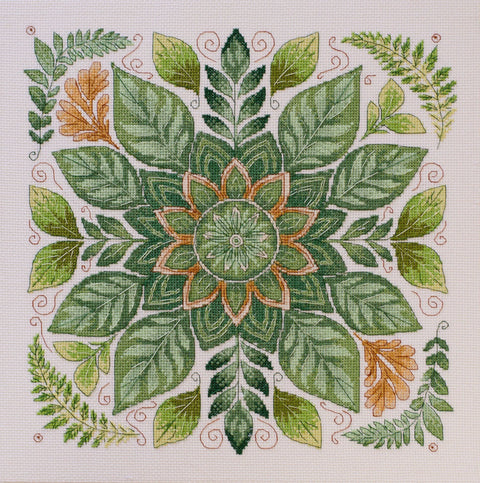 Kryželiu siuvinėjimo komplektas „Lapų šokis“ paveikslui 30x30 cm