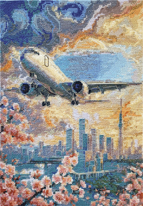 Siuvinėjimo kryželiu rinkinys „Virš dangaus“ paveikslui, 17×23 cm, AAH-308