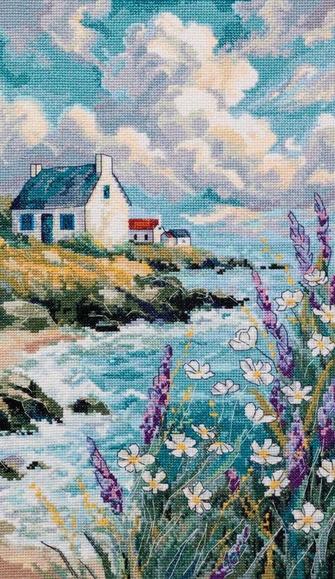 Jūros peizažo kryželių siuvinėjimo rinkinys „Kai jūra sapnuoja“ 23x40 cm AAH-318