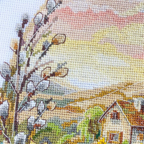 Kryželiu siuvinėjimo rinkinys „Velykų stebuklas“, 17x24 cm, balta Zweigart Aida 18 ct, AAH-322