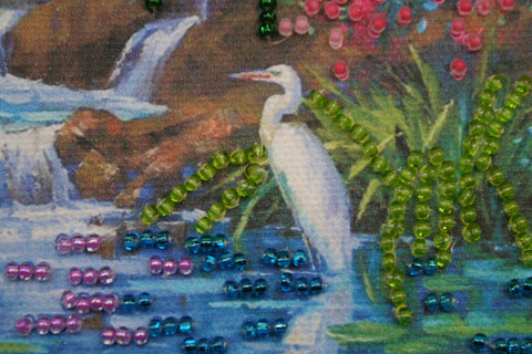 Mini karoliukų siuvinėjimo komplektas „Miško tankmė“ 15x15 cm