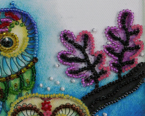 Mini siuvinėjimo karoliukais rinkinys „Naktinė pora“ 15×15 cm