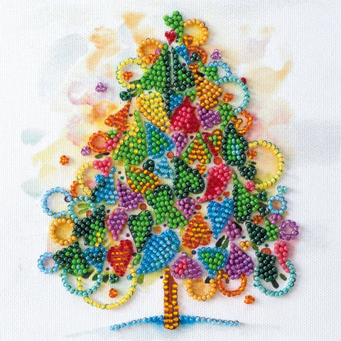 Mini karoliukų siuvinėjimo komplektas „Šventės širdis“, 15x15 cm