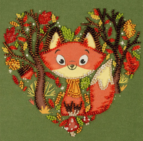 Siuvinėjimo rinkinys su karoliukais „Raudonoji lapė“ 15×15 cm AM-243